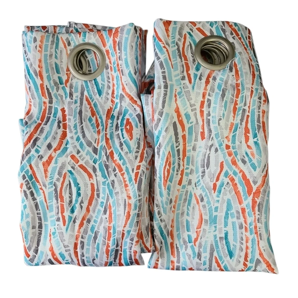 Interiors By Design 2 Panel Colorful Wave Pattern Curtains